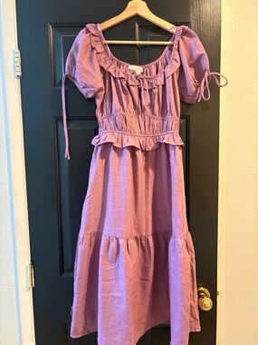 Monteau Lavender Puff Sleeve Tiered Dress